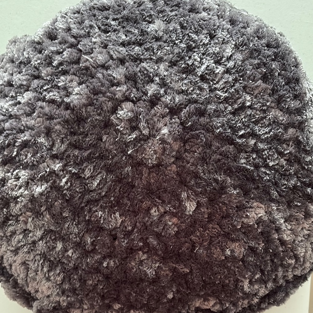 Plush Gray velvet crochet Round Accent Pillow